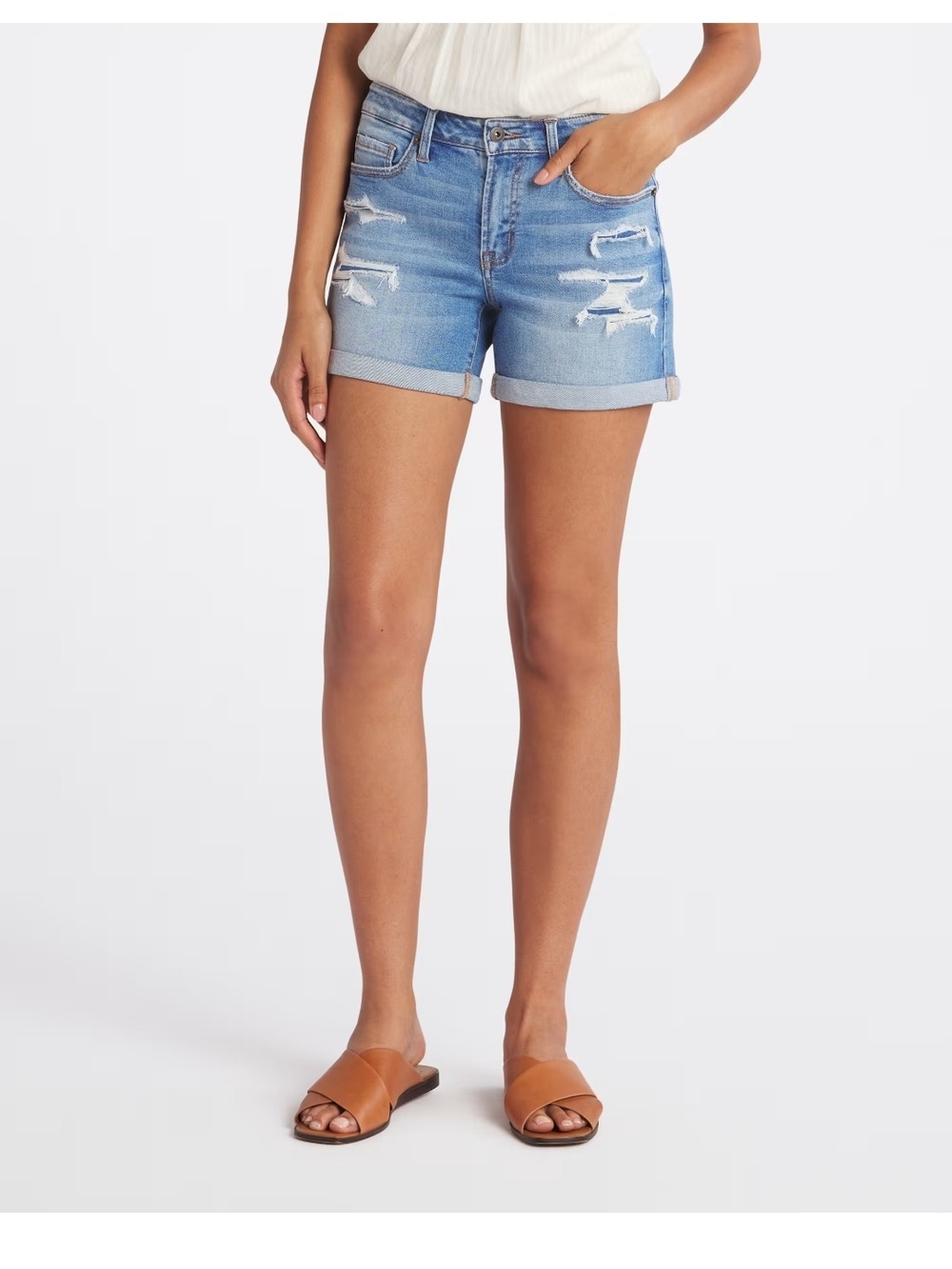 Flag & Anthem Shelby Distressed Cuffed Denim Short